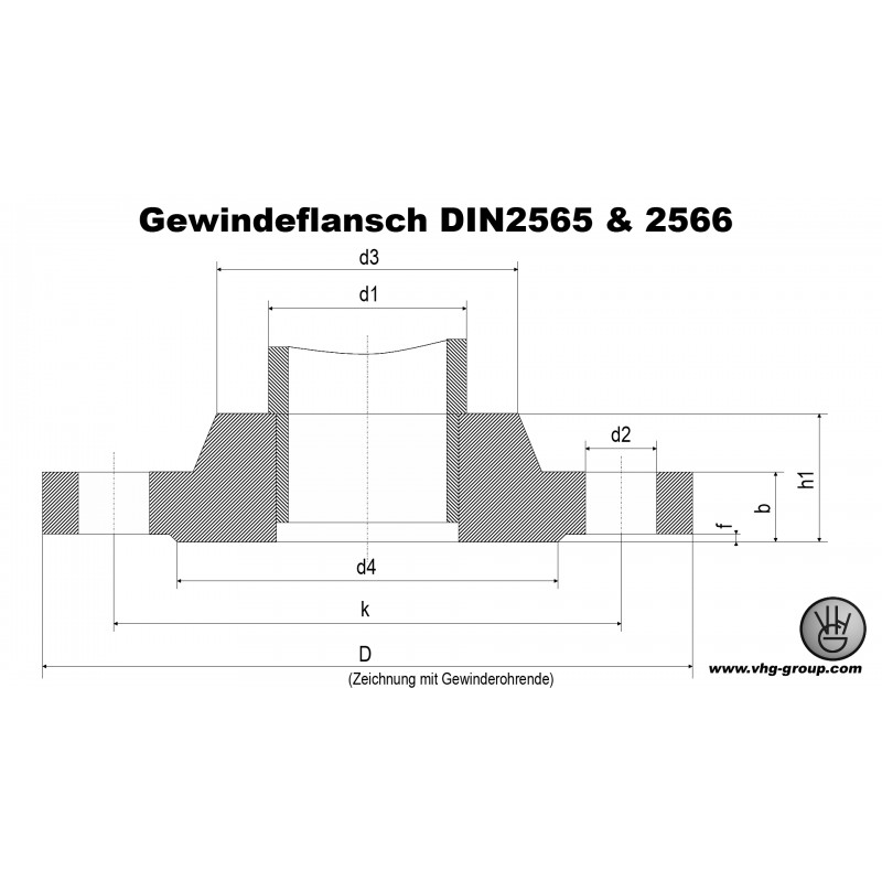 Gewindeflansch EN1092-1 Typ 13 PN10/16 DIN2566 DN100 4 S235JRG2/RST37-2  galvanisch verzinkt